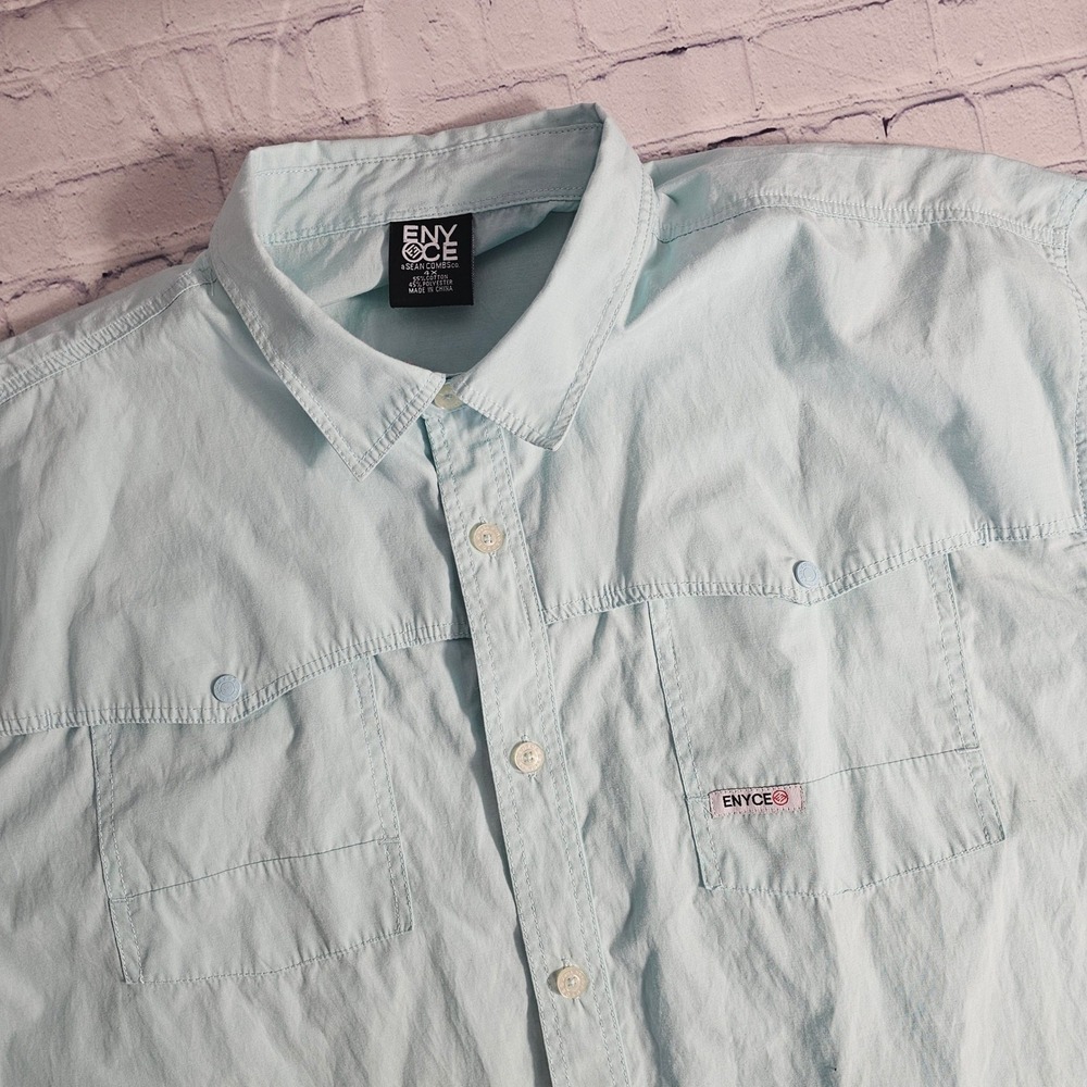 ENYCE Mens Light Blue Short Sleeve Button Up Shirt‎ Big & Tall 4X SEAN COMBS CO